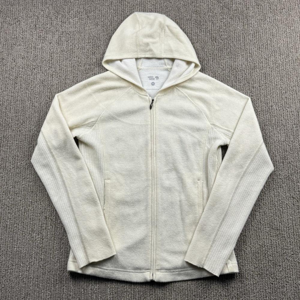 Mountain Hardwear Womens M Sarafin Sweater Jacket Hoodie Wool Blend Cream